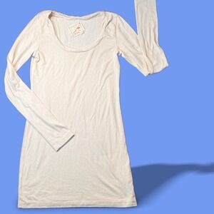 Daftbird Scoop Neck Long Sleeve T-Shirt Cream Tri-Blend Made in USA Womens Small